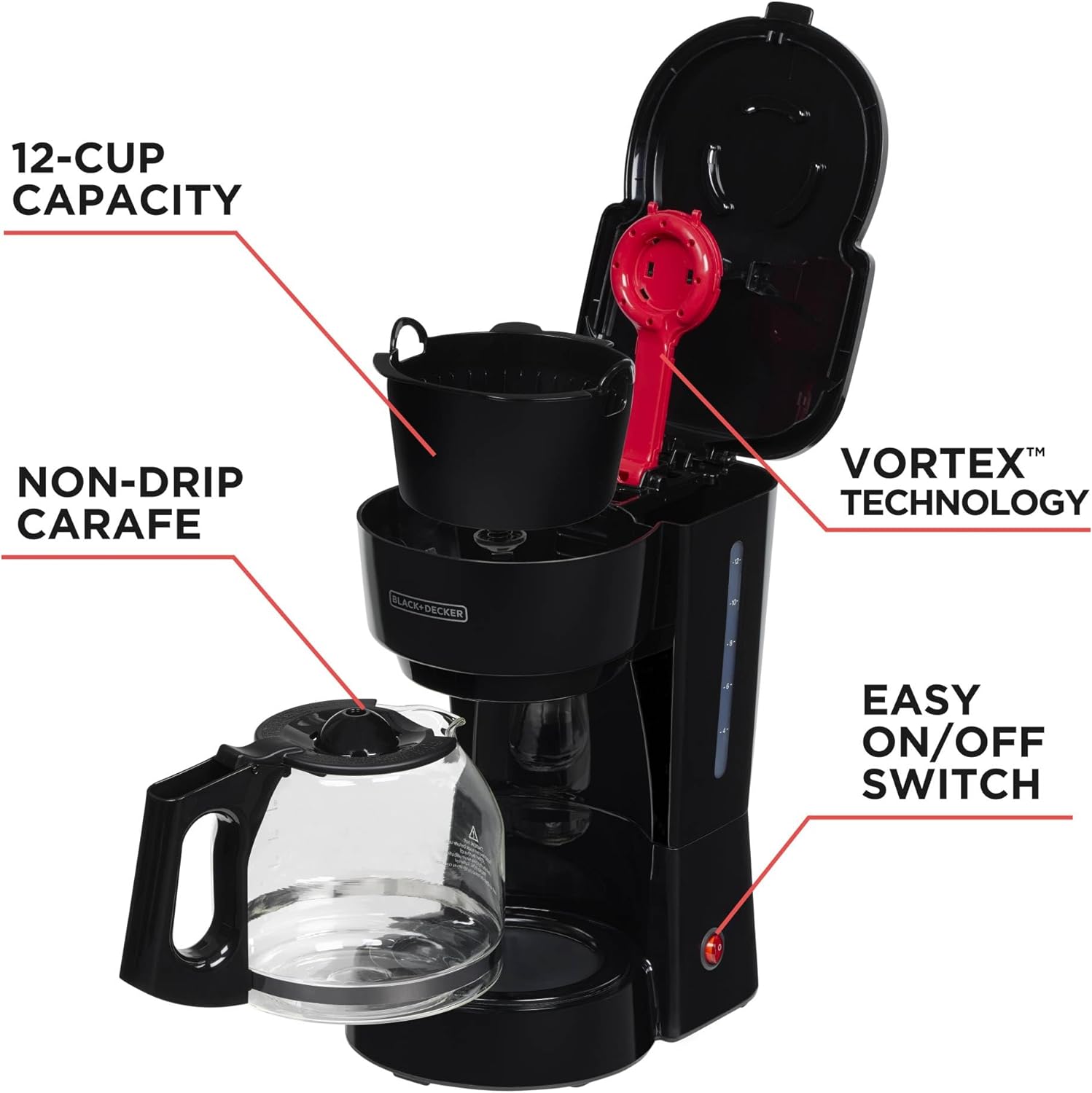 BLACK+DECKER 12-Cup Coffee Maker with Easy On/Off Switch