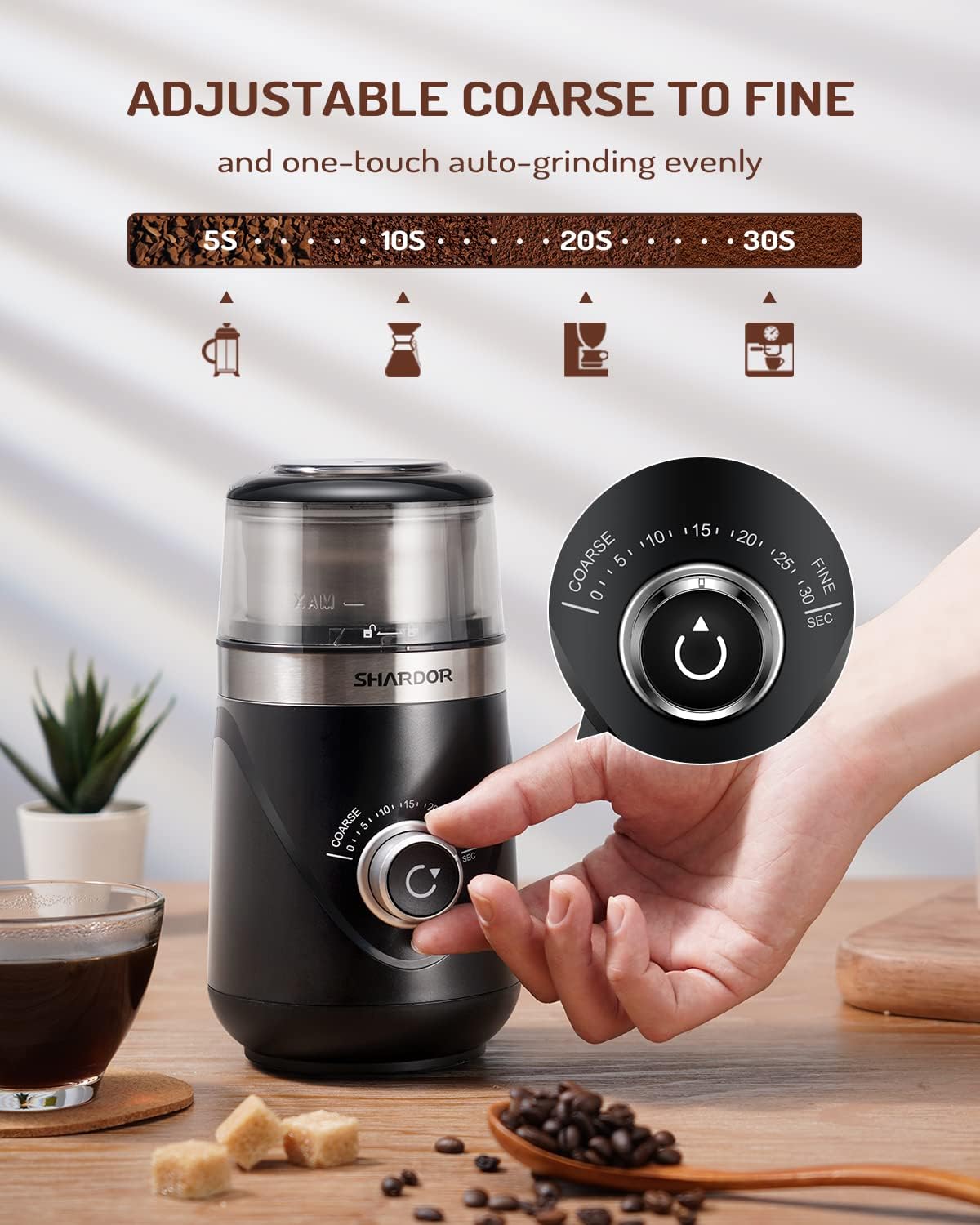 SHARDOR Electric Super Silent Blade Coffee Grinder