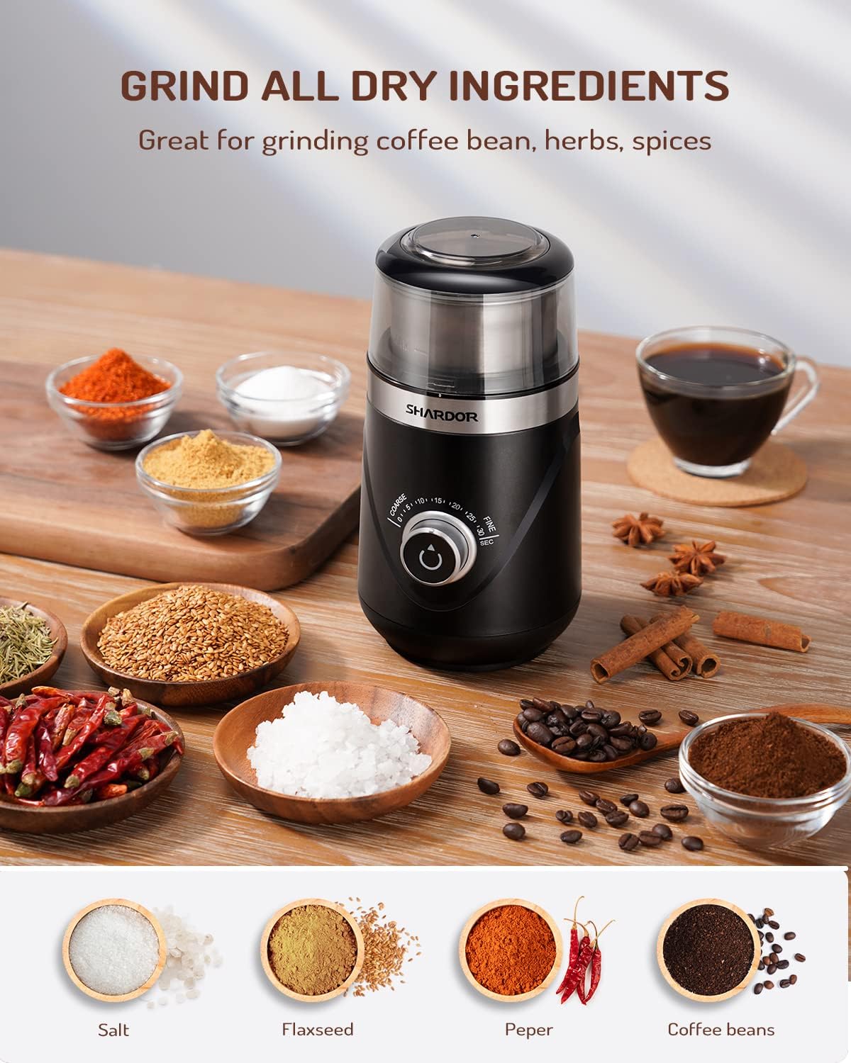SHARDOR Electric Super Silent Blade Coffee Grinder