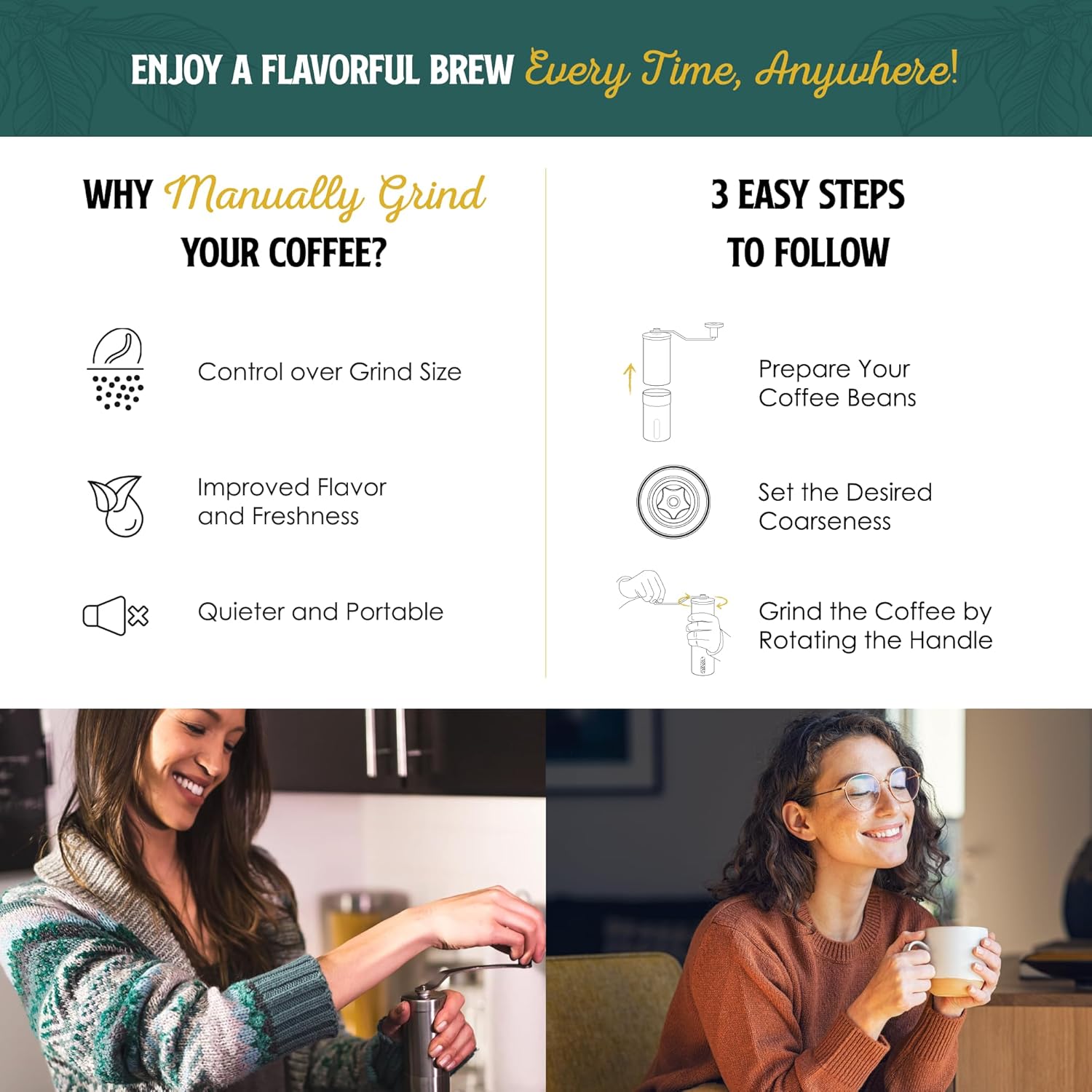 JavaPresse Manual Stainless Steel Coffee Grinder