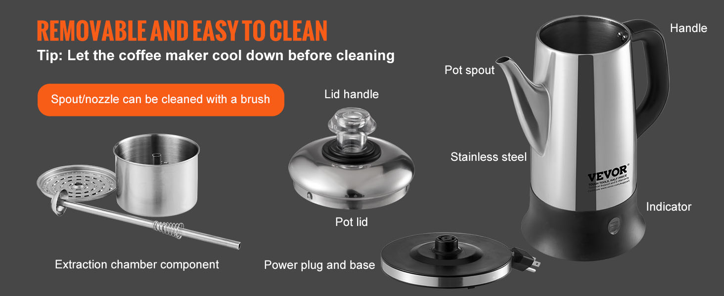 VEVOR Electric Percolator Coffee Pot