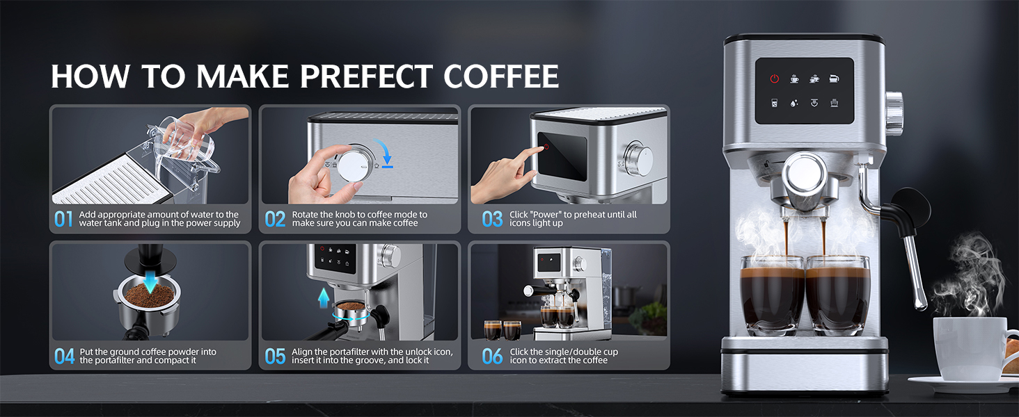 QJA Espresso Machine with Milk Frother