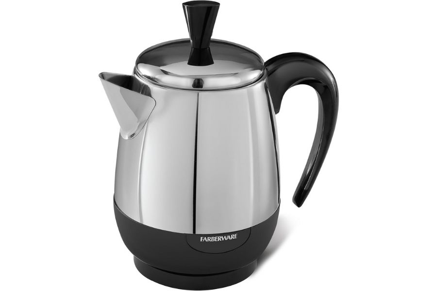 Farberware Electric Coffee Percolator, FCP240, Stainless Steel Basket, Automatic Keep Warm, No-Drip Spout, 4 Cup