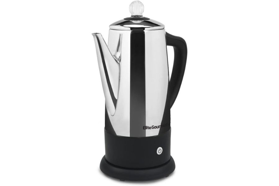 Elite Gourmet EC812 Electric 12-Cup Coffee Percolator with Keep Warm, Clear Brew Progress Knob Cool-Touch Handle