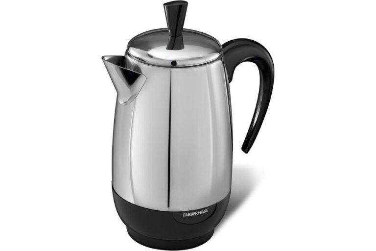 Farberware Electric Coffee Percolator, Stainless Steel Basket, Automatic Keep Warm, No-Drip Spout, 8 Cup
