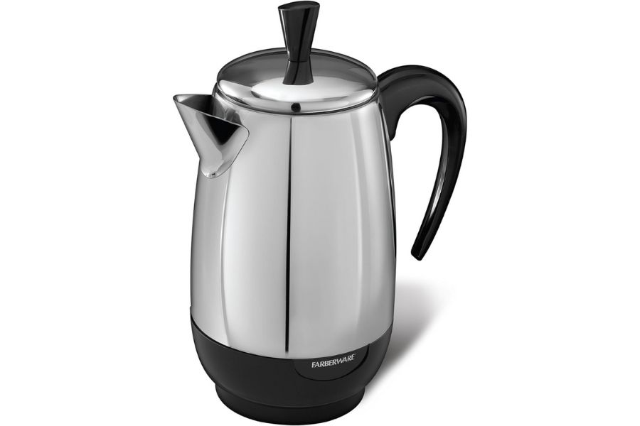 Farberware Electric Coffee Percolator, Stainless Steel Basket, Automatic Keep Warm, No-Drip Spout, 8 Cup