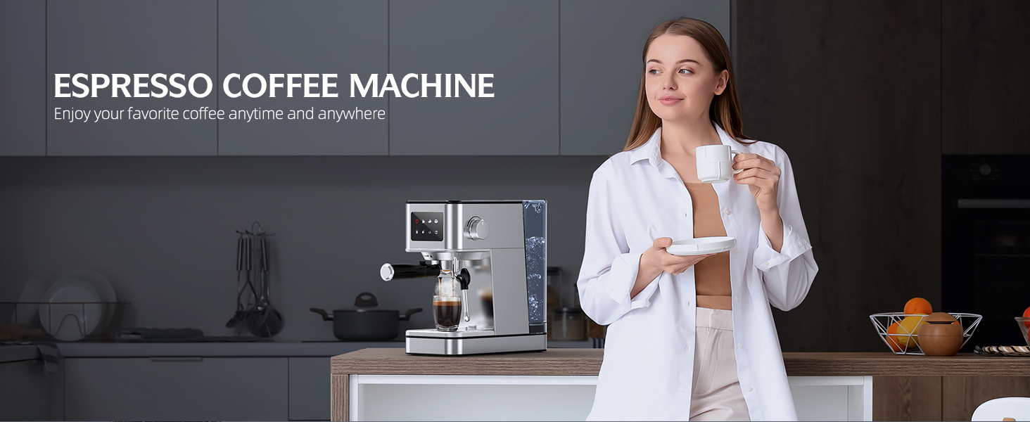 QJA Espresso Machine with Milk Frother