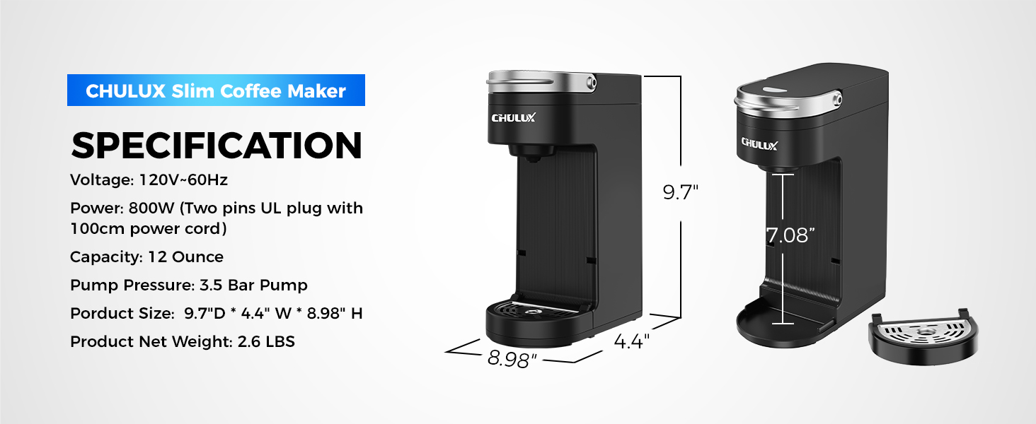 CHULUX Slim Single Serve Coffee Maker