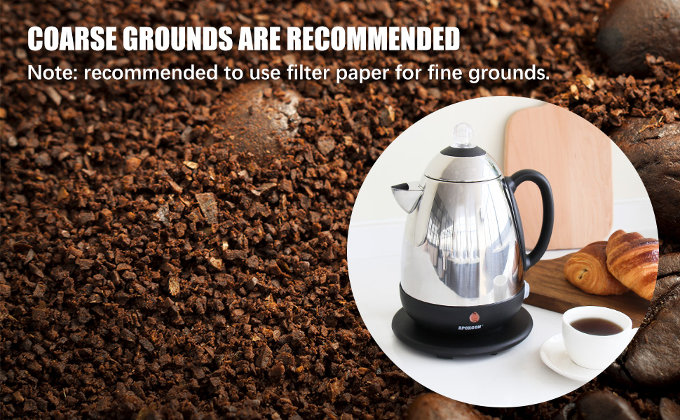 APOXCON Electric Coffee Percolator 10-Cup Stainless Steel Coffee Maker