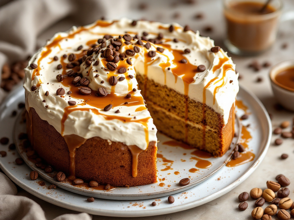 hazelnut cake with whipped ricotta and coffee caramel recipe