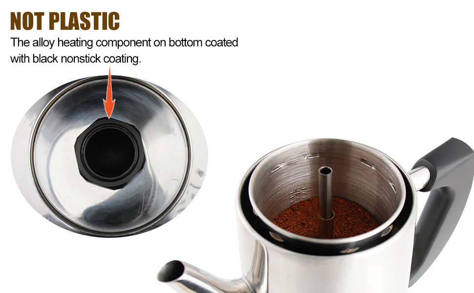 APOXCON Electric Coffee Percolator 12-Cup Stainless Steel