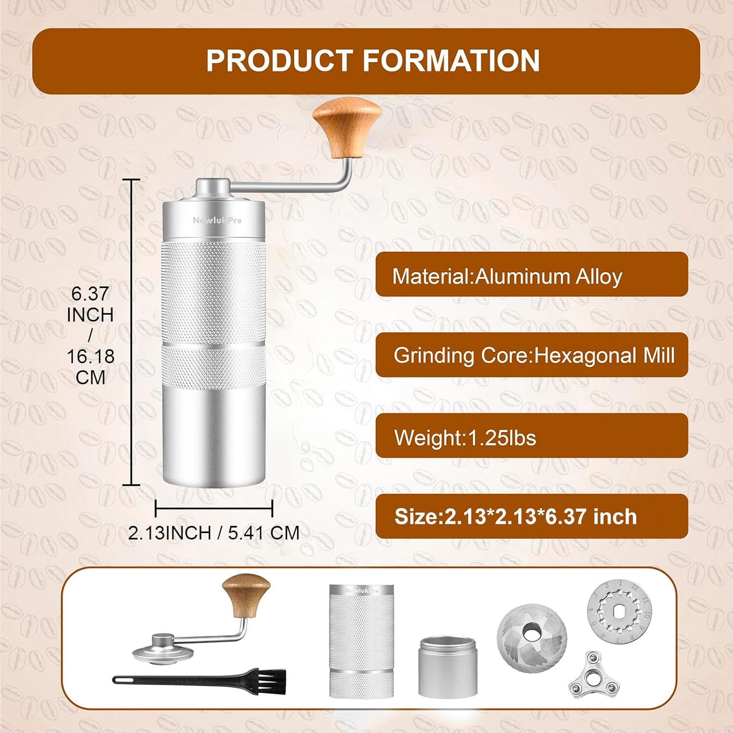 NewlukPro M6 Manual Coffee Grinder - Image 2