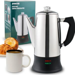APOXCON Electric Coffee Percolator 12-Cup Stainless Steel