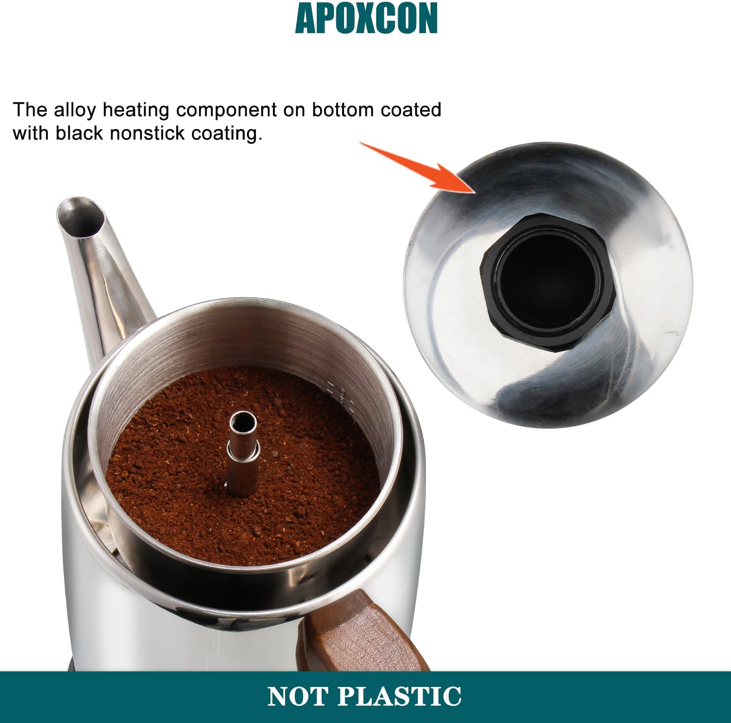 APOXCON Electric Coffee Percolator (8-Cup, Stainless Steel) - Image 7