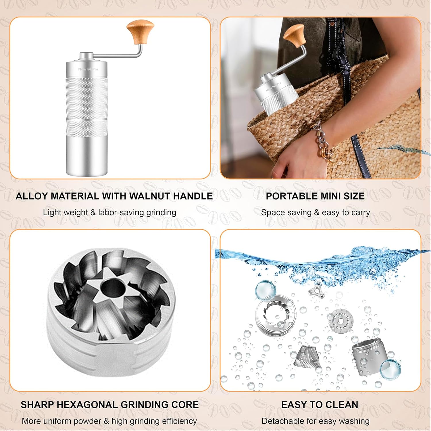 NewlukPro M6 Manual Coffee Grinder