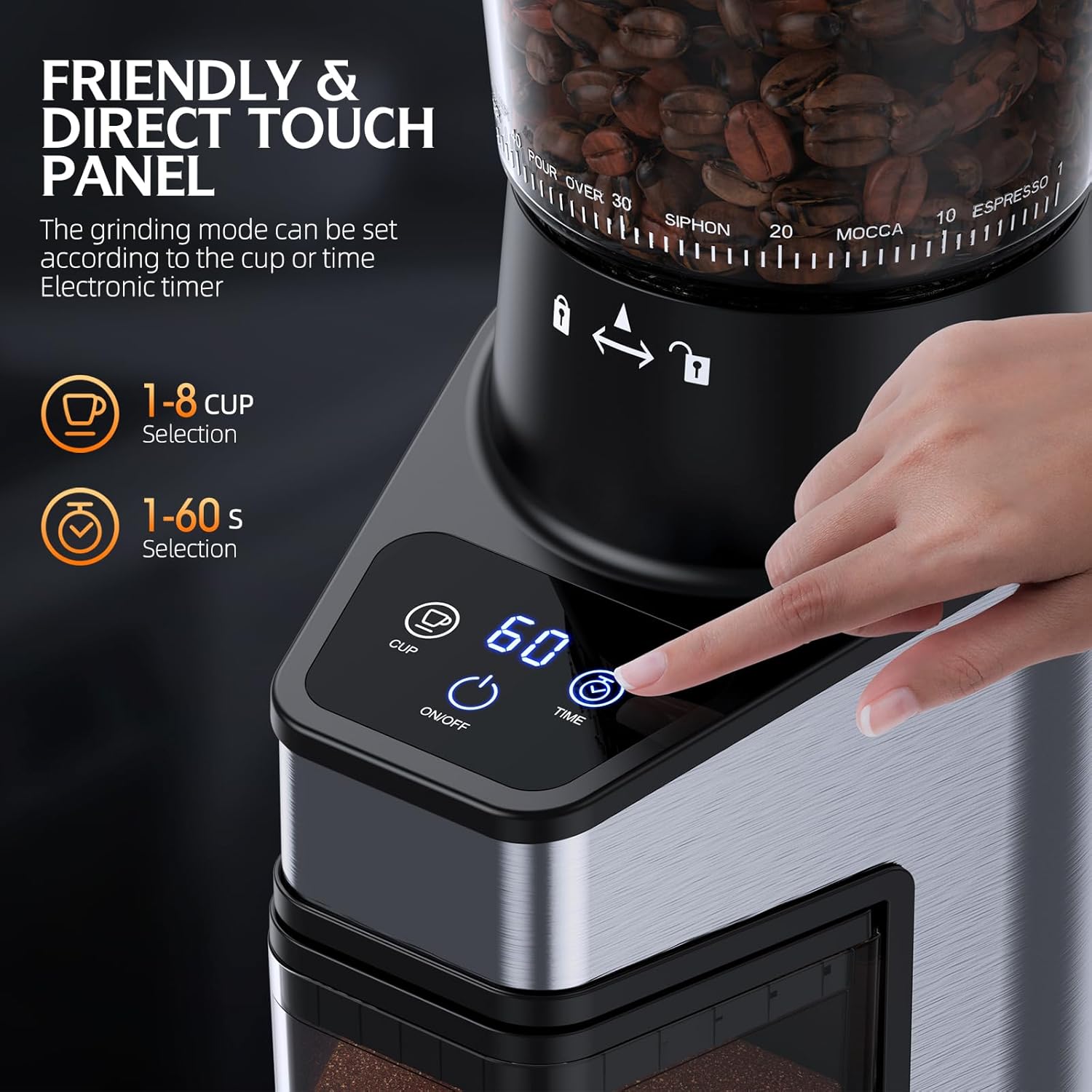 QJA Burr Coffee Grinder Electric