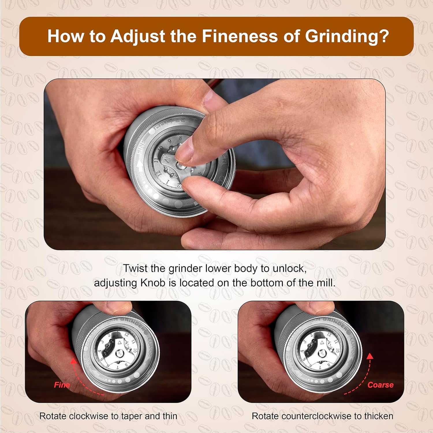 NewlukPro M6 Manual Coffee Grinder