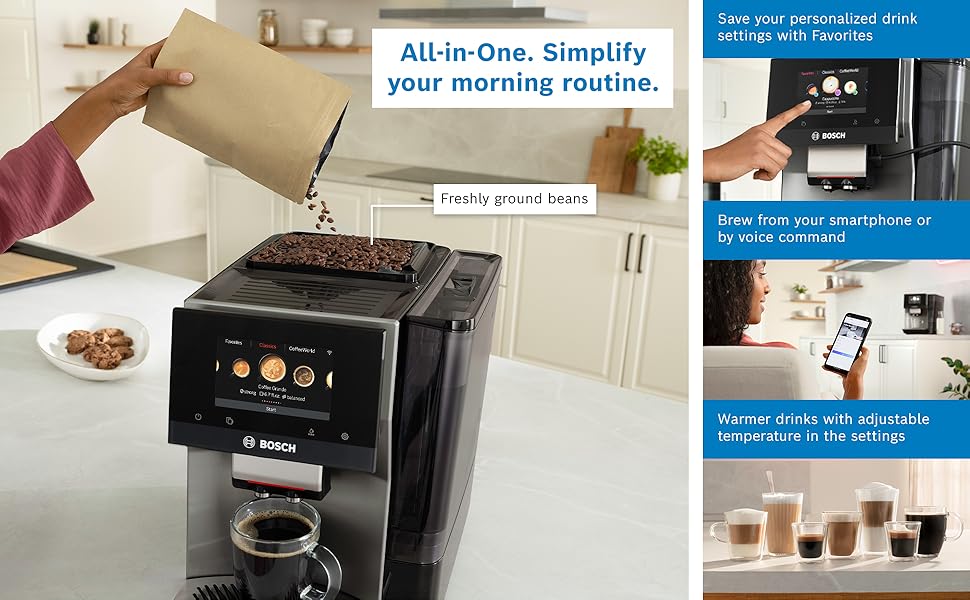 Bosch 800 Series Fully Automatic Espresso and Coffee Machine with Milk Container