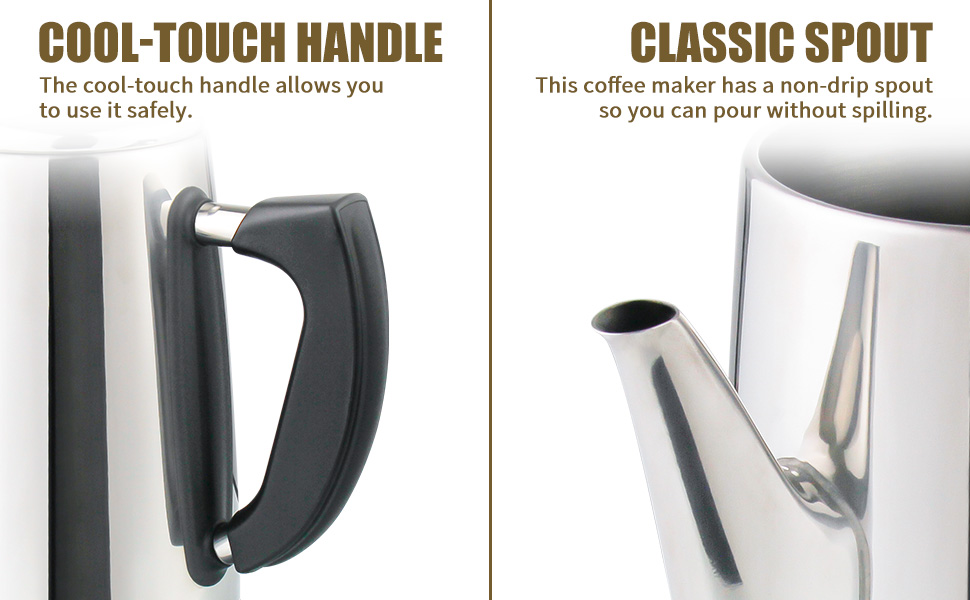 APOXCON Electric Coffee Percolator 12-Cup Stainless Steel