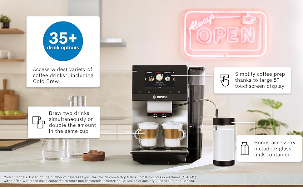 Bosch 800 Series Fully Automatic Espresso Machine with Milk Container