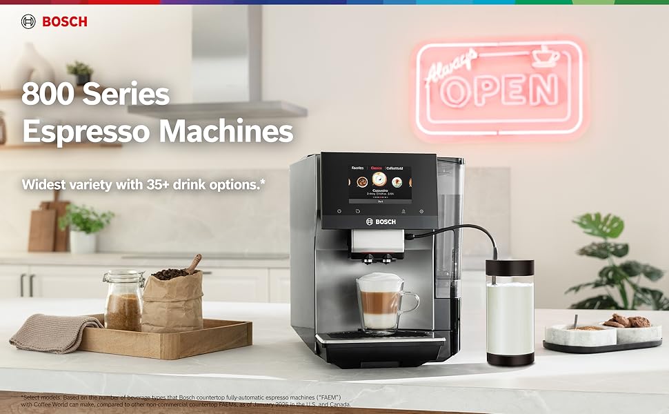 Bosch 800 Series Fully Automatic Espresso Machine with Milk Container