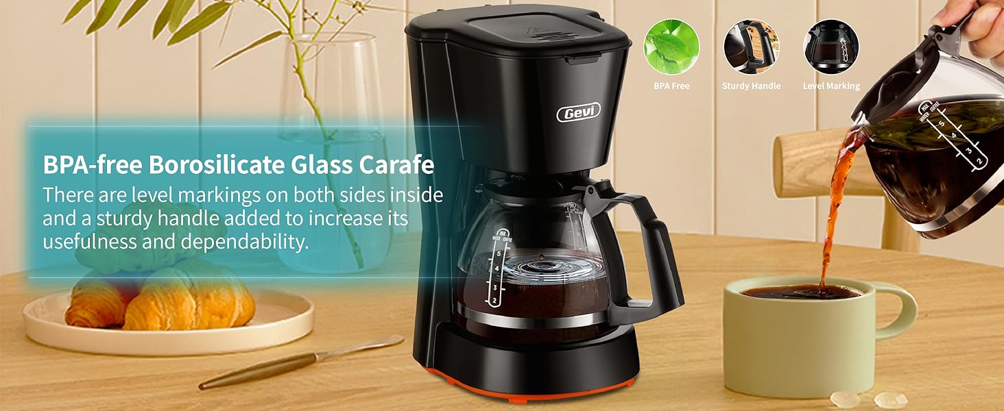 Gevi 5-Cup Compact Coffee Maker