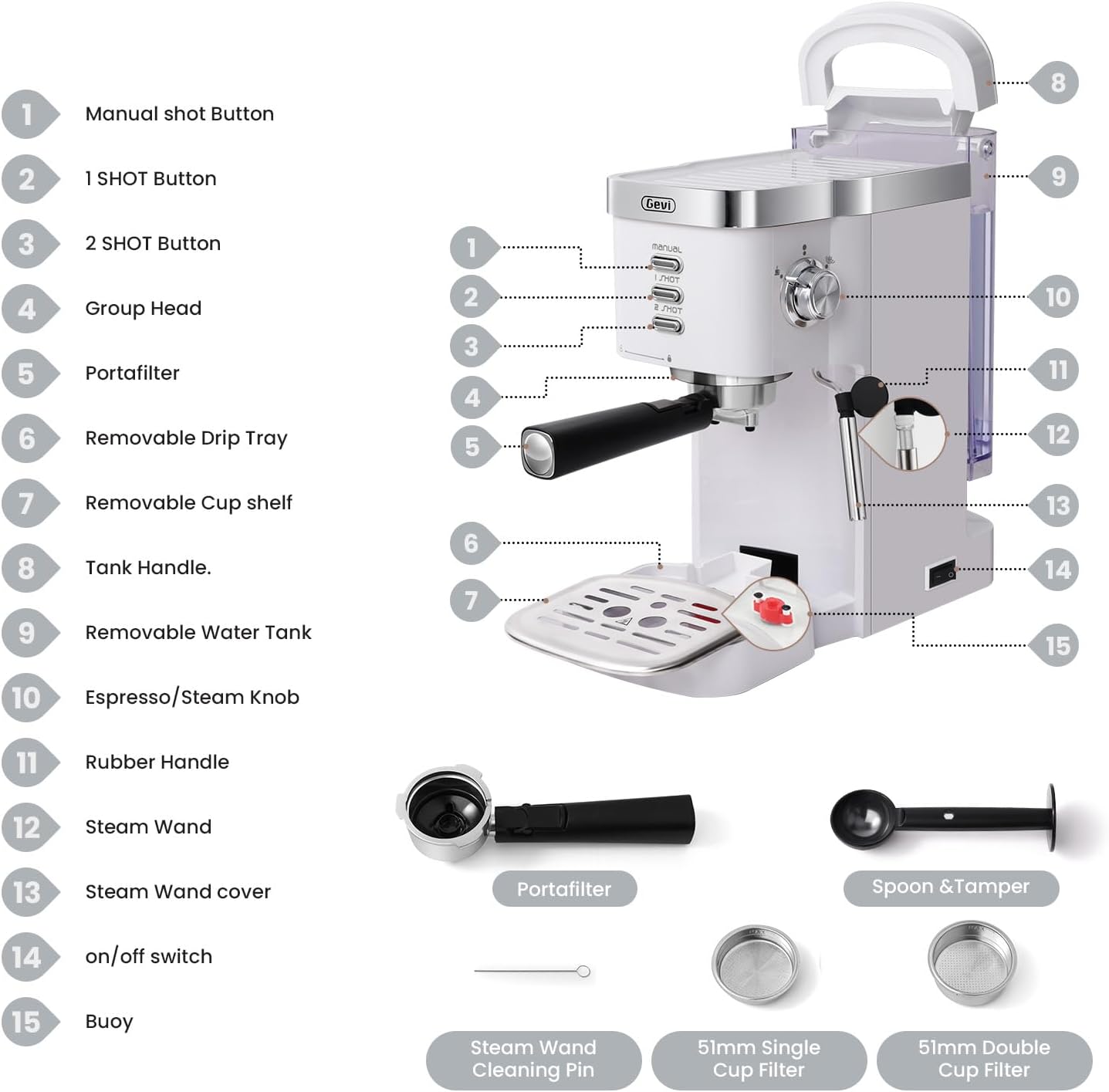 Gevi 20 Bar Professional Espresso Machine for Home