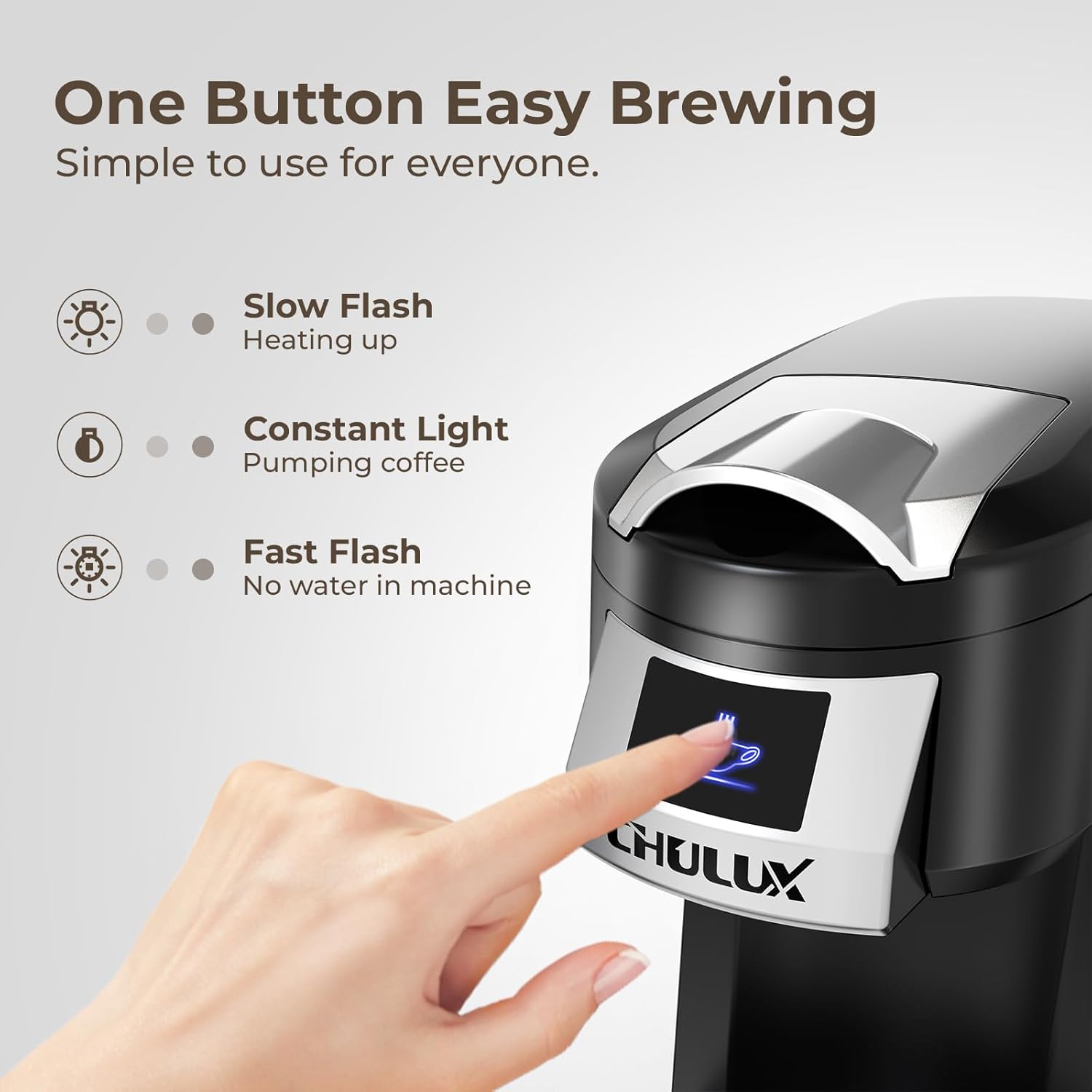 CHULUX Classic Single Serve Coffee Maker for K Cup