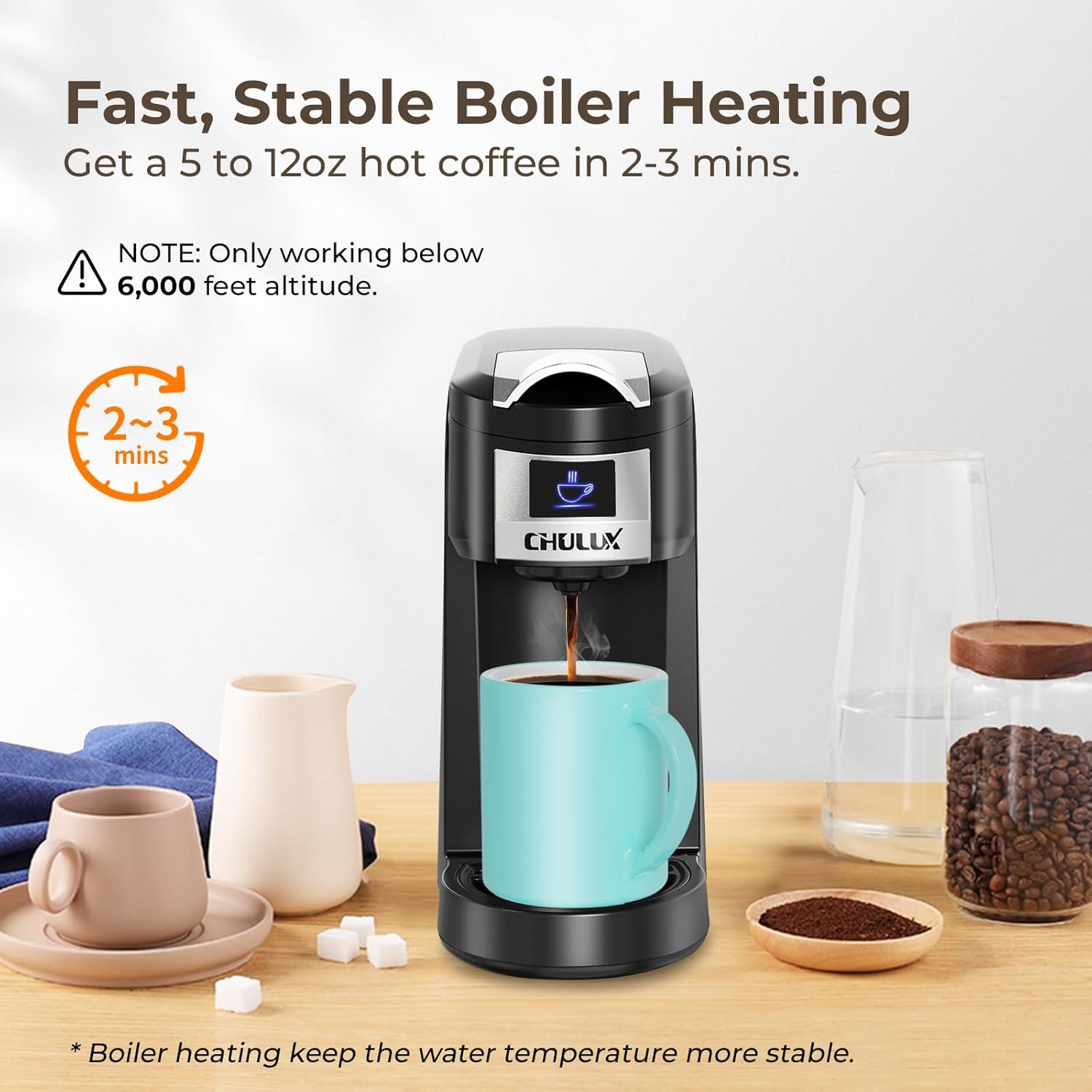 CHULUX Classic Single Serve Coffee Maker for K Cup