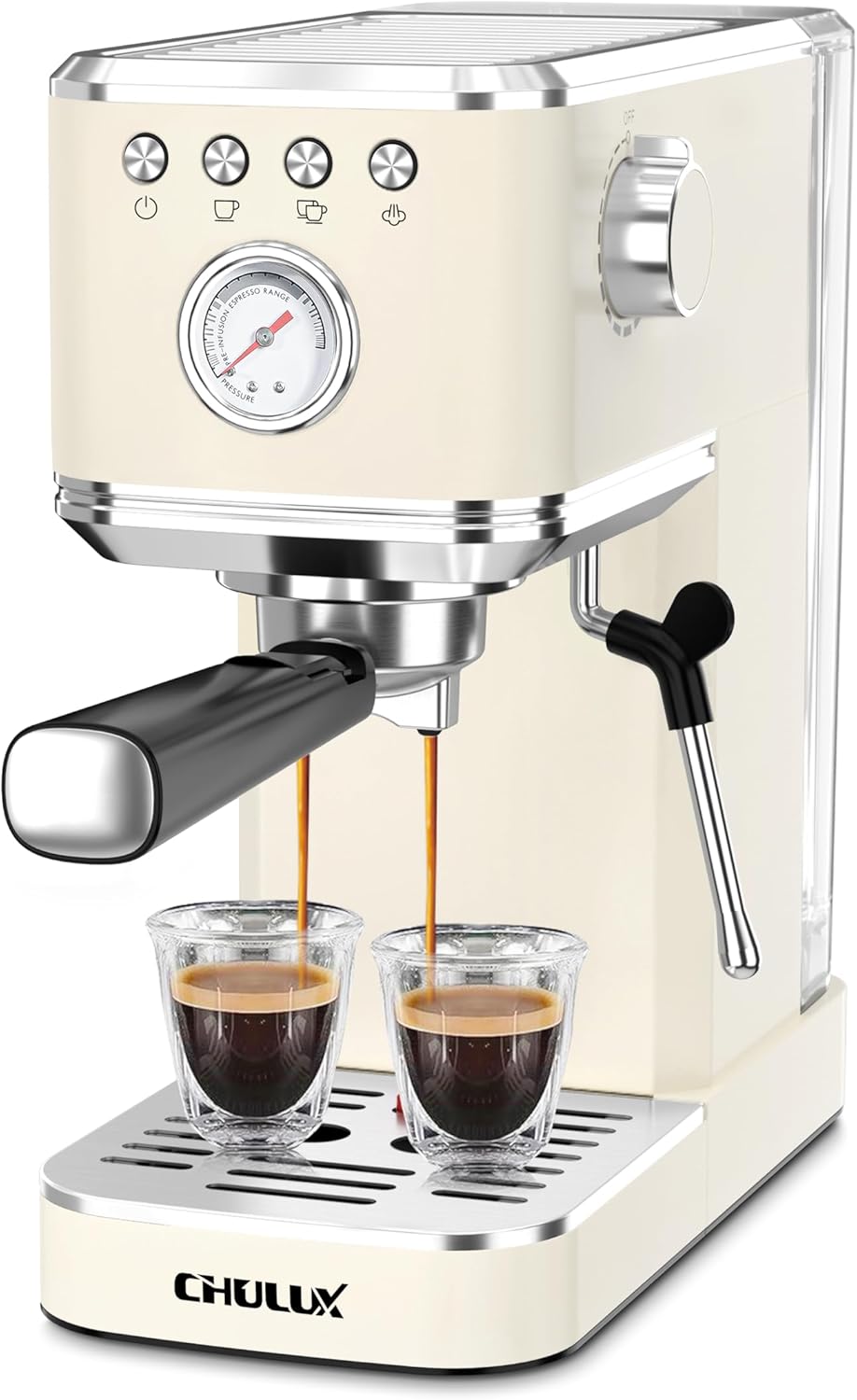 CHULUX Slim Espresso Machine with Milk Frother Steam Wand