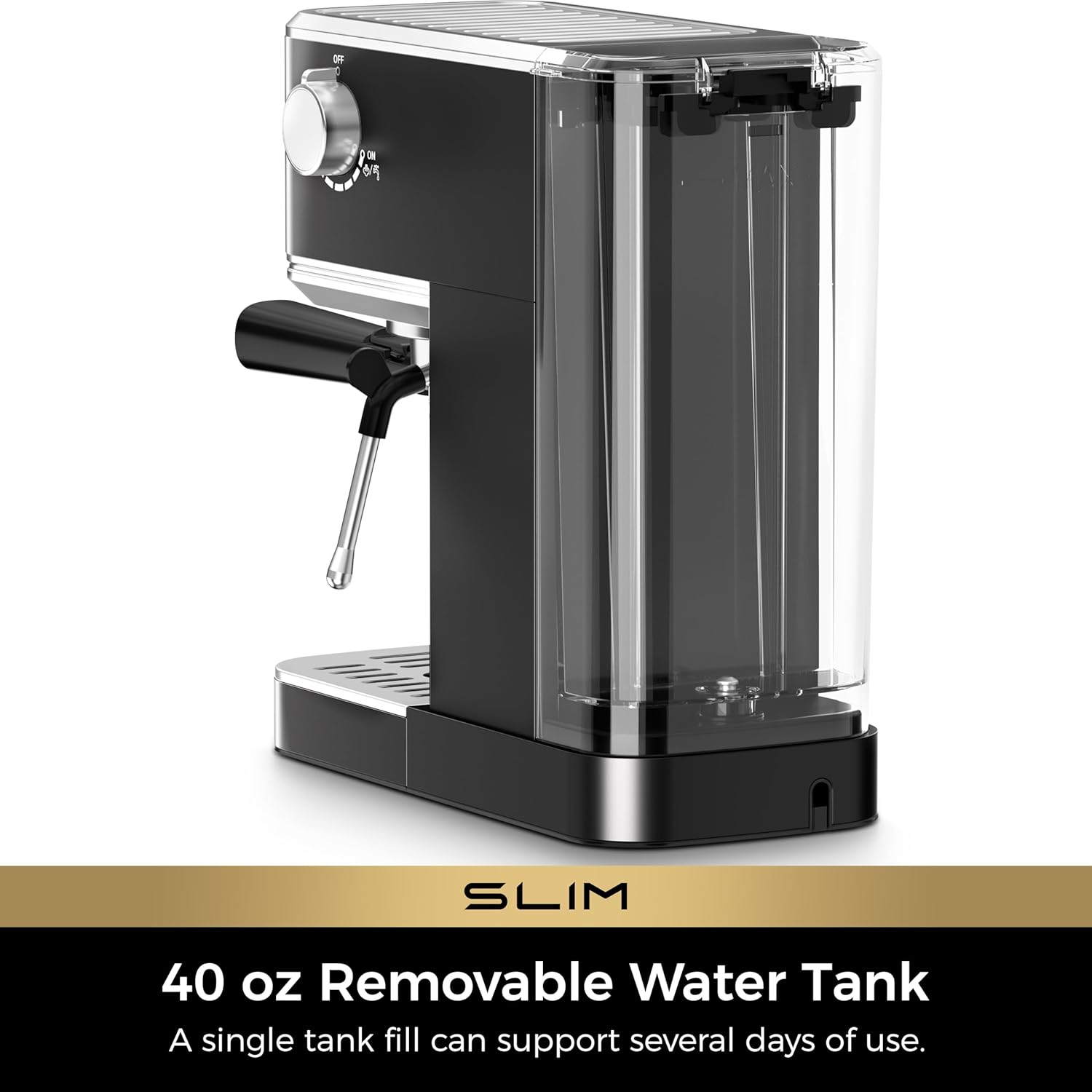 CHULUX Slim Espresso Machine with Milk Frother Steam Wand