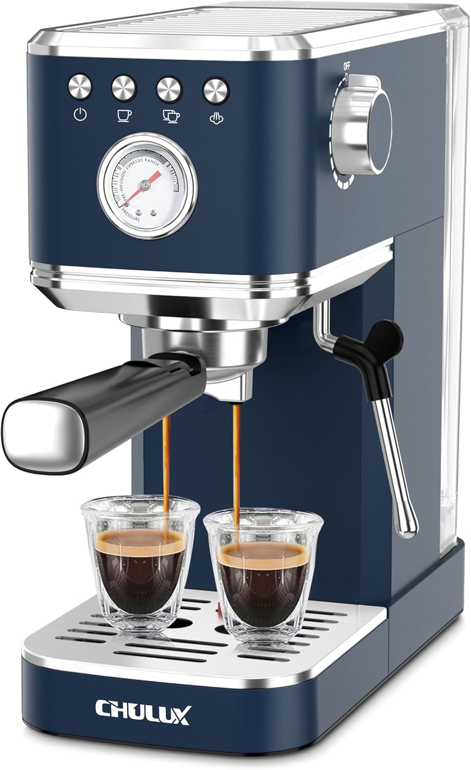 CHULUX Slim Espresso Machine with Milk Frother Steam Wand