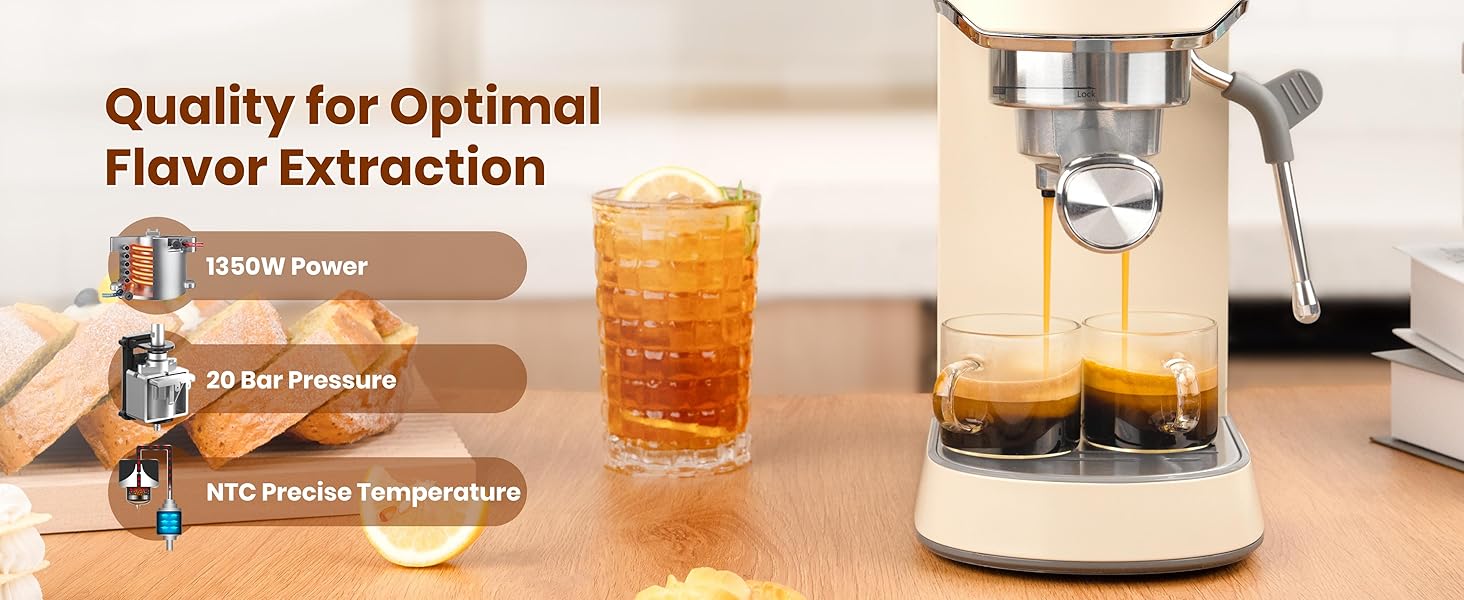 Gevi Espresso Machine 20 Bar with Grinder