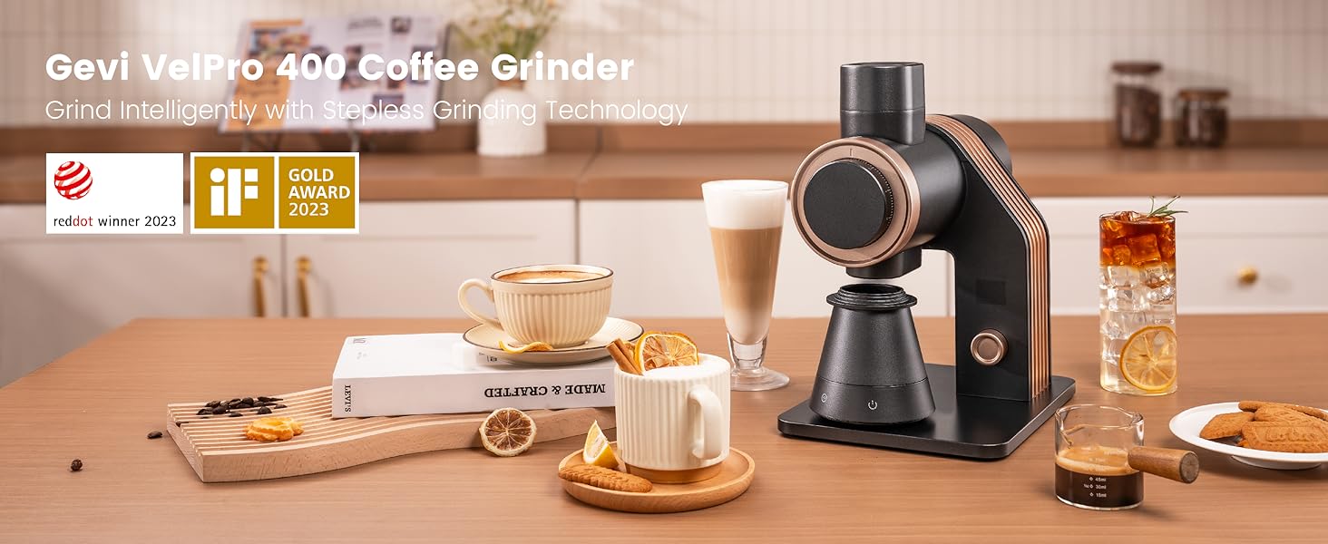 Gevi VelPro 400 Single Dose Coffee Grinder - Black Gloden