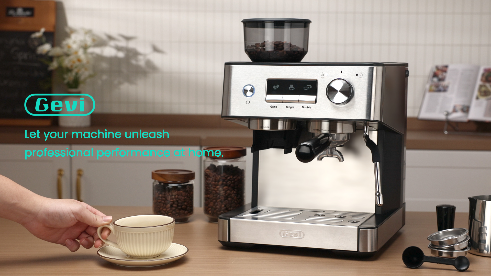 Gevi Espresso Machine with Grinder & Milk Frother