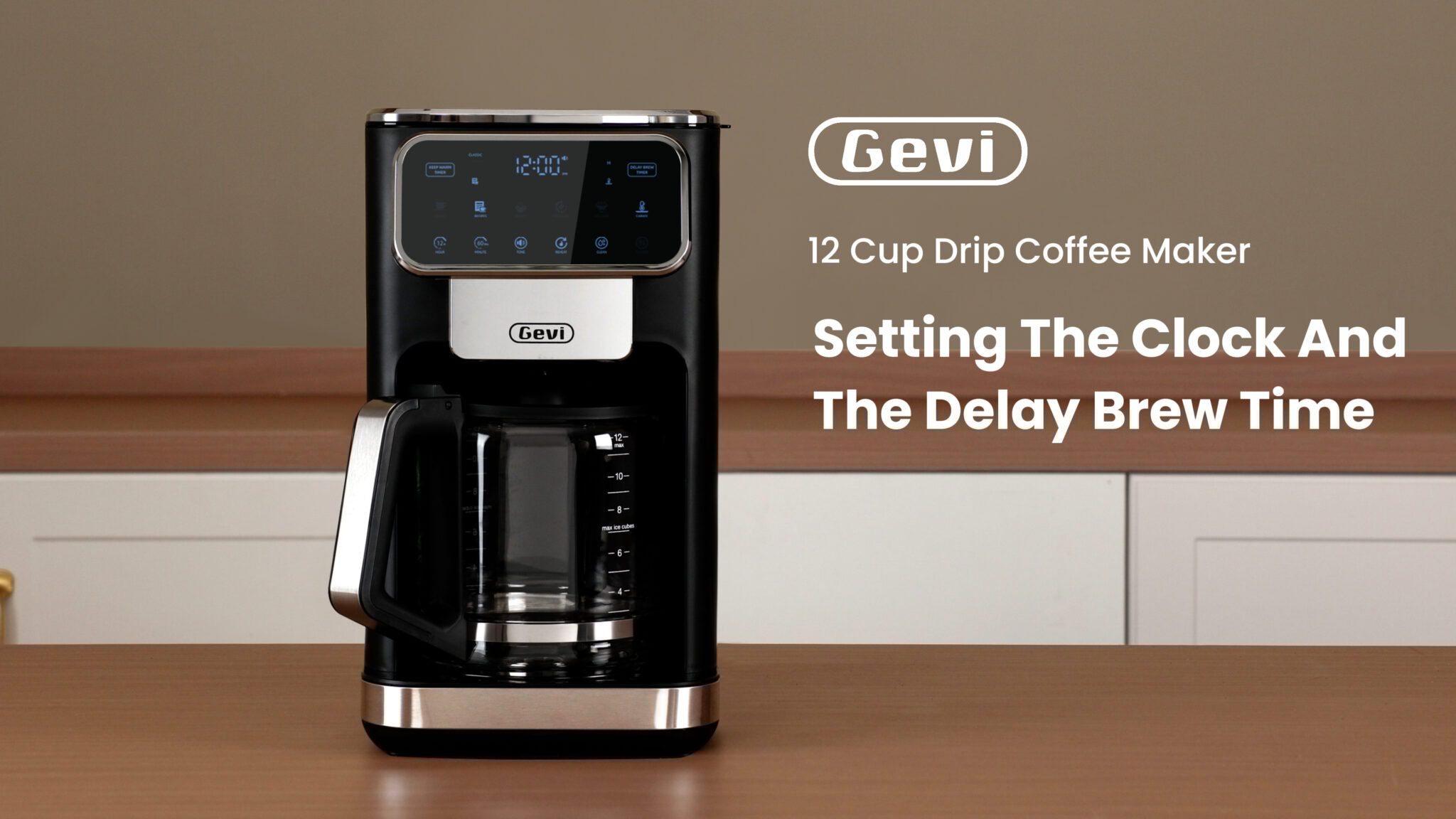 Gevi 12-Cup Programmable Drip Coffee Maker with Touchscreen