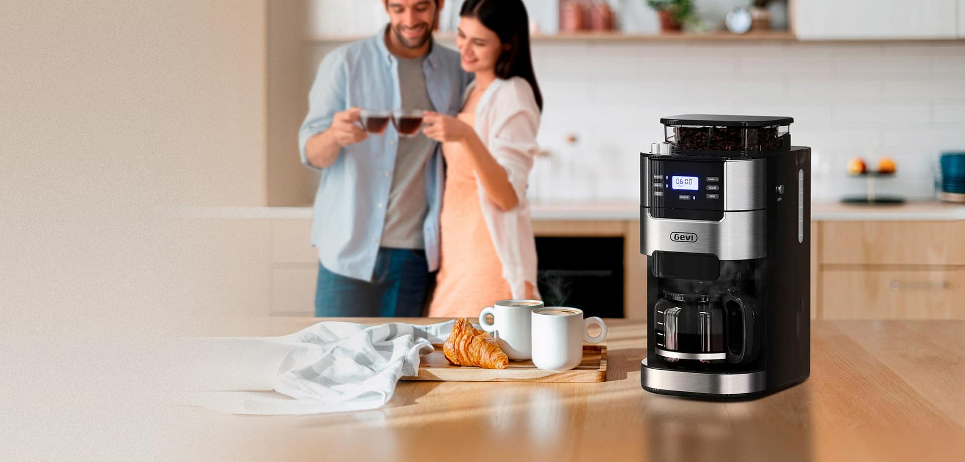 Gevi 10-Cup Coffee Maker with Built-in Burr Grinder