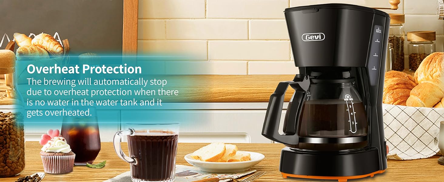 Gevi 5-Cup Compact Coffee Maker
