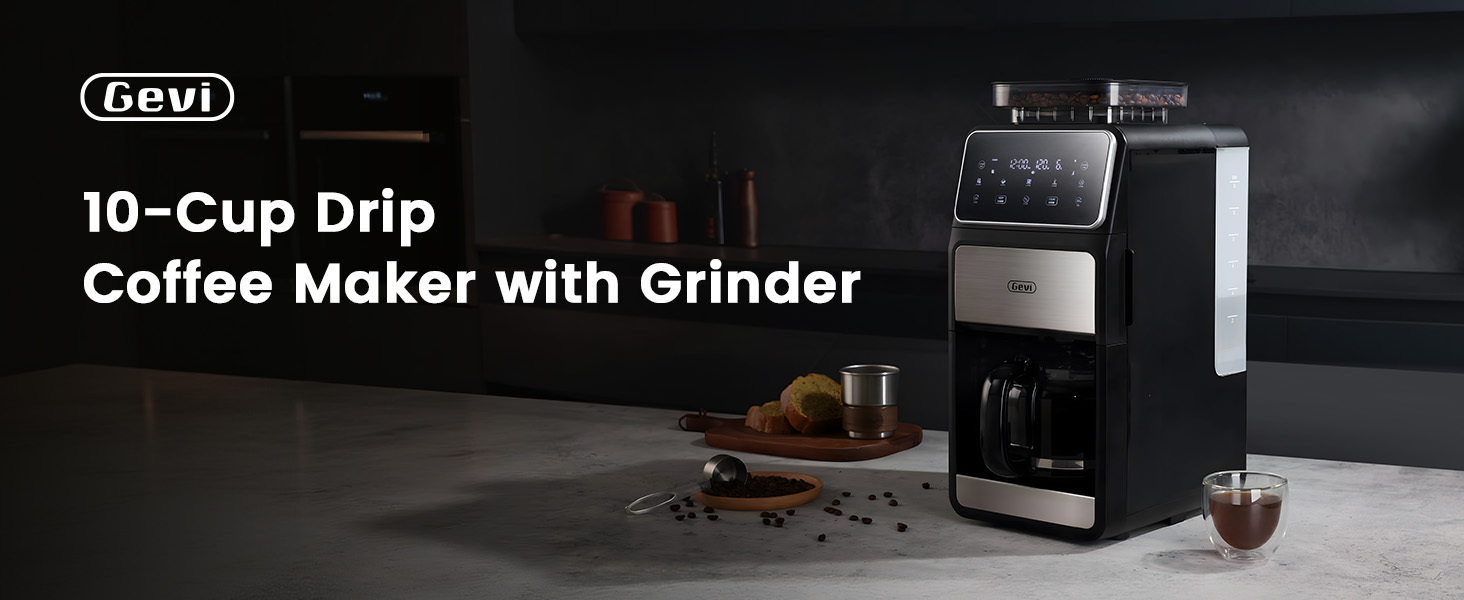 Gevi 10 Cup Drip Coffee Maker with Built-in Grinder
