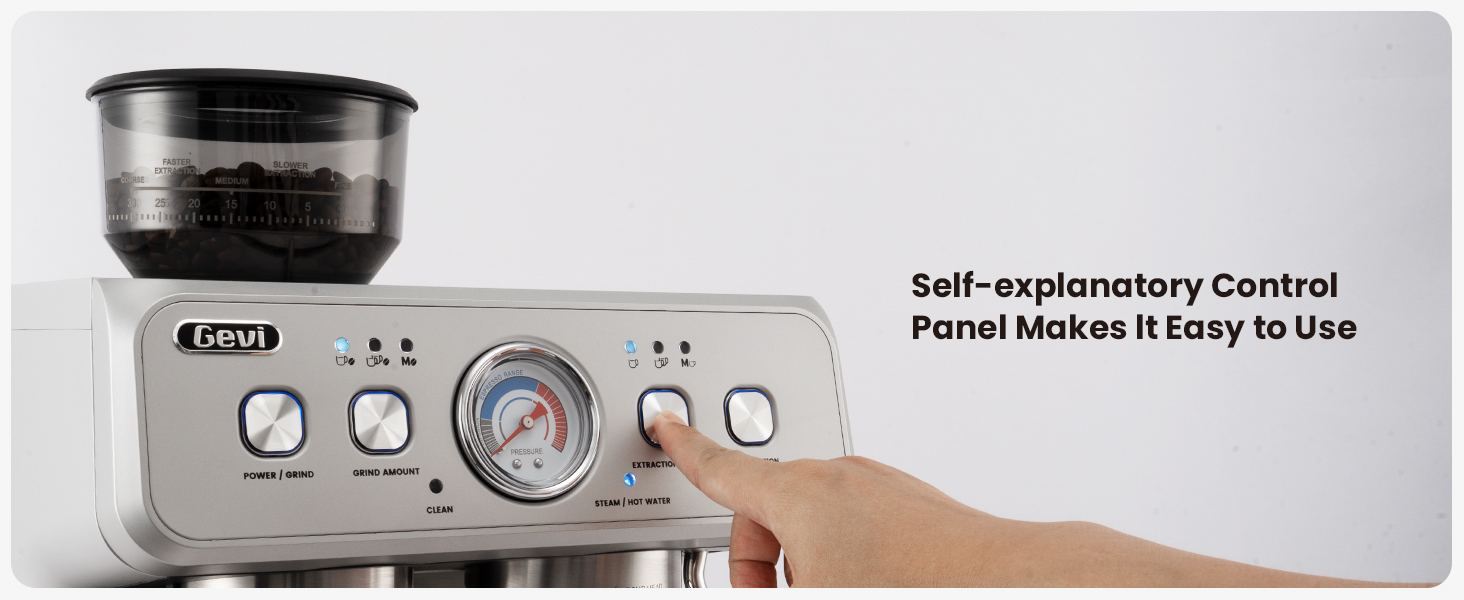 Gevi Dual Boiler Espresso Machine with Built-in Grinder