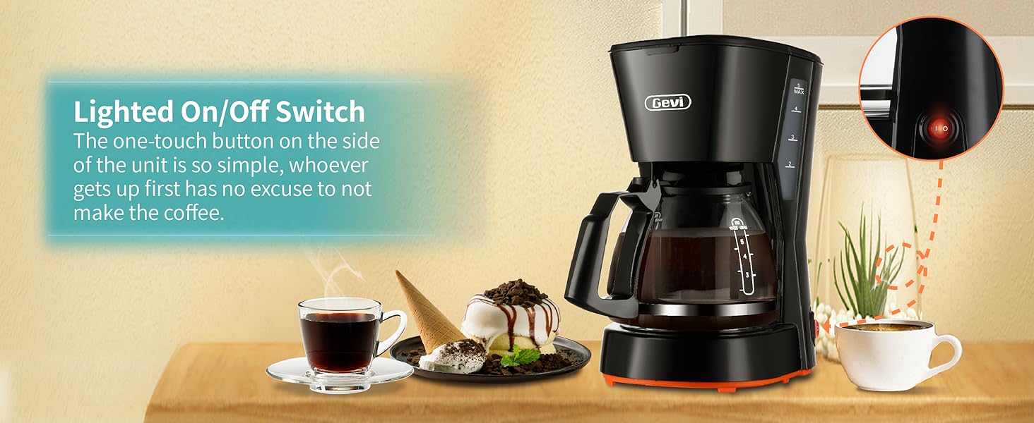 Gevi 5-Cup Compact Coffee Maker