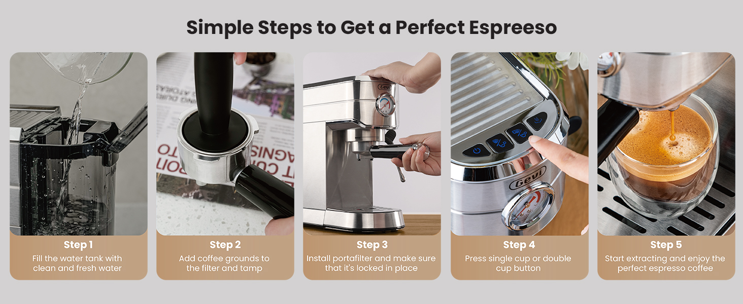 Gevi Commercial 20-Bar Professional Espresso Machine