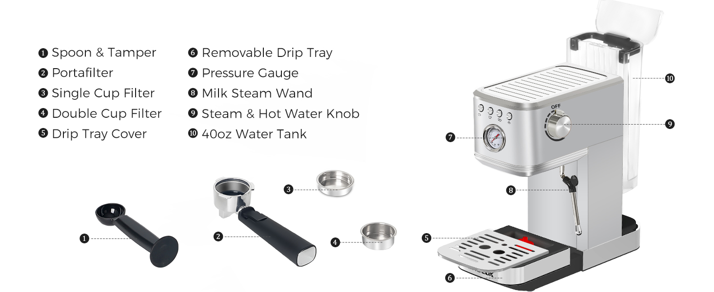 CHULUX Kom-Pro Espresso Machine 20 Bar