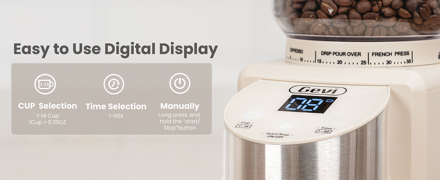 Gevi Electric Burr Coffee Grinder – 35 Settings for Espresso
