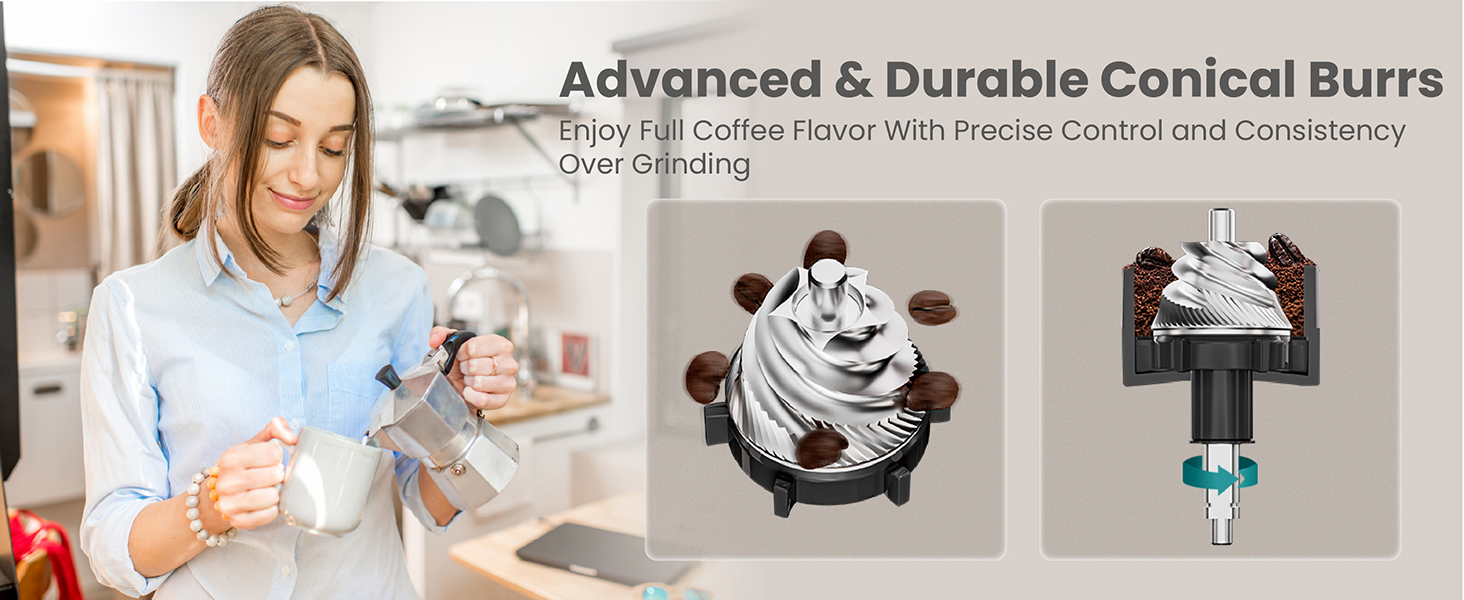 Gevi Electric Burr Coffee Grinder – 35 Settings for Espresso