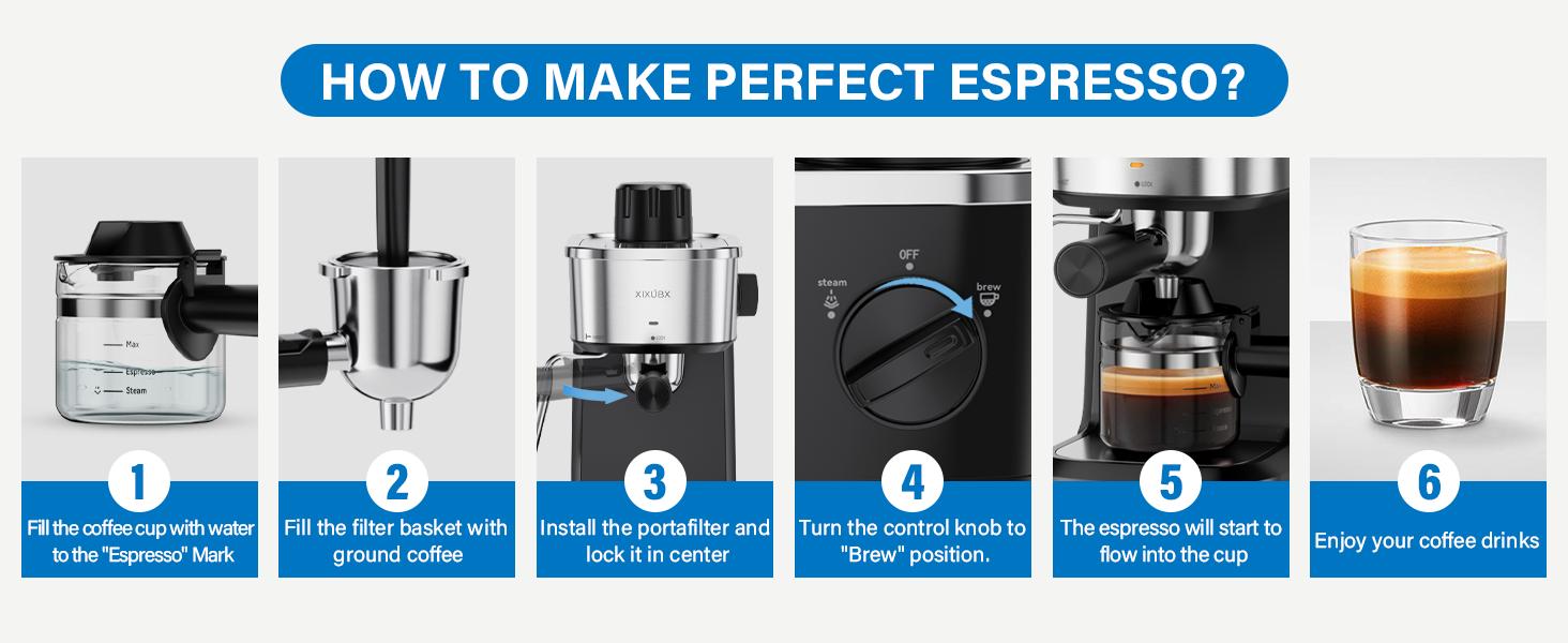 XIXUBX 6-Bar Espresso Machine with Milk Frother