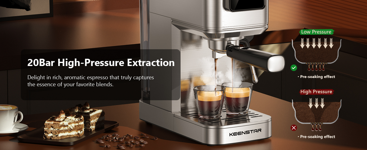 KEENSTAR 20-Bar Espresso Machine with Milk Frother