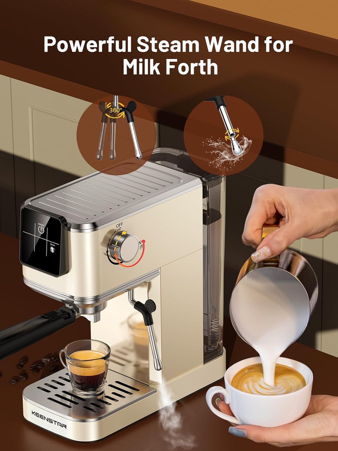 KEENSTAR 20-Bar Espresso Machine with Milk Frother