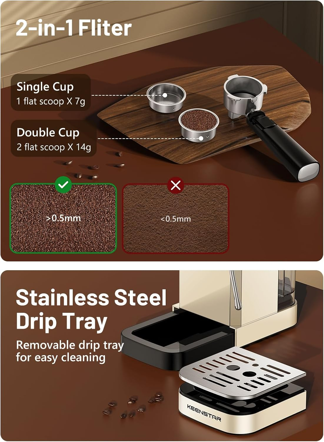 KEENSTAR 20-Bar Espresso Machine with Milk Frother