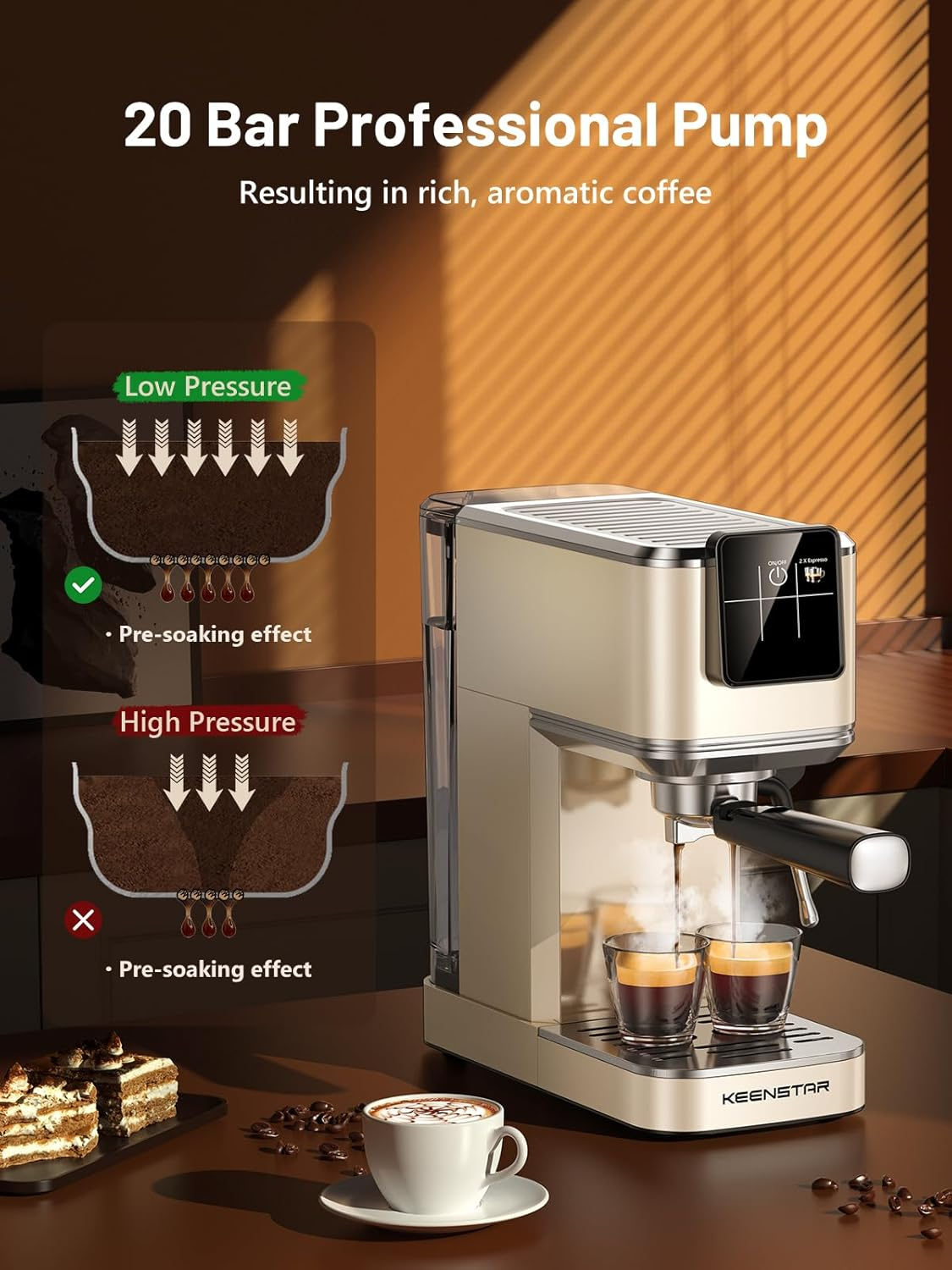 KEENSTAR 20-Bar Espresso Machine with Milk Frother